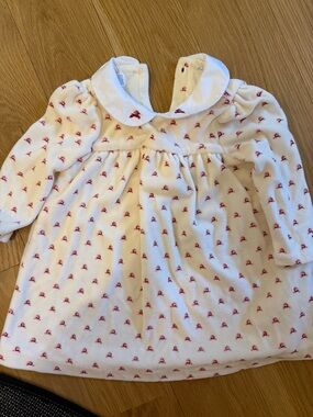 Ralph Lauren White Baby Dress with Red Reindeer Motif